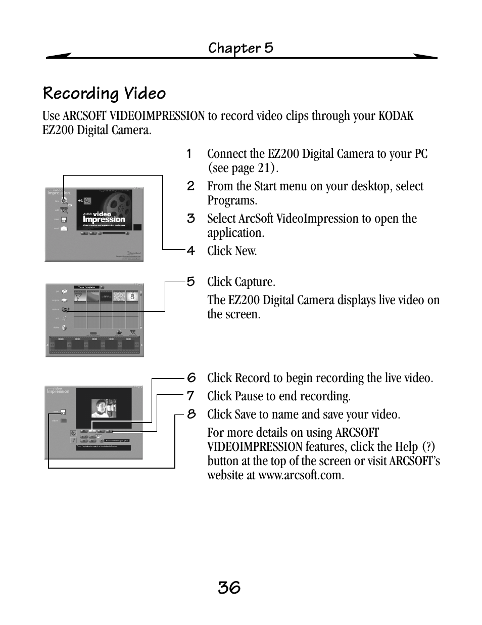 Recording video | Kodak EZ200 User Manual | Page 52 / 81