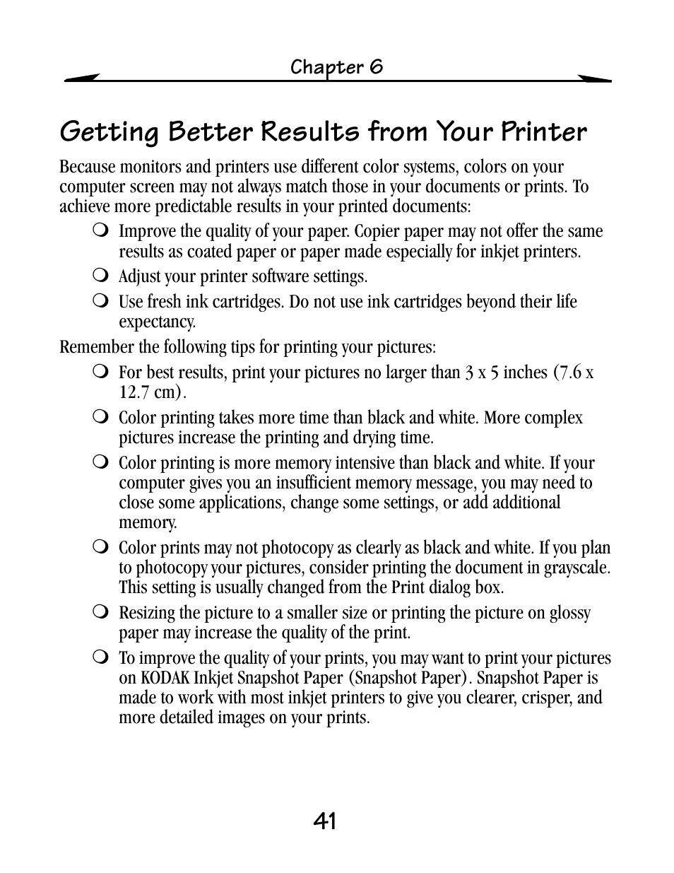 Getting better results from your printer | Kodak EZ200 User Manual | Page 57 / 81