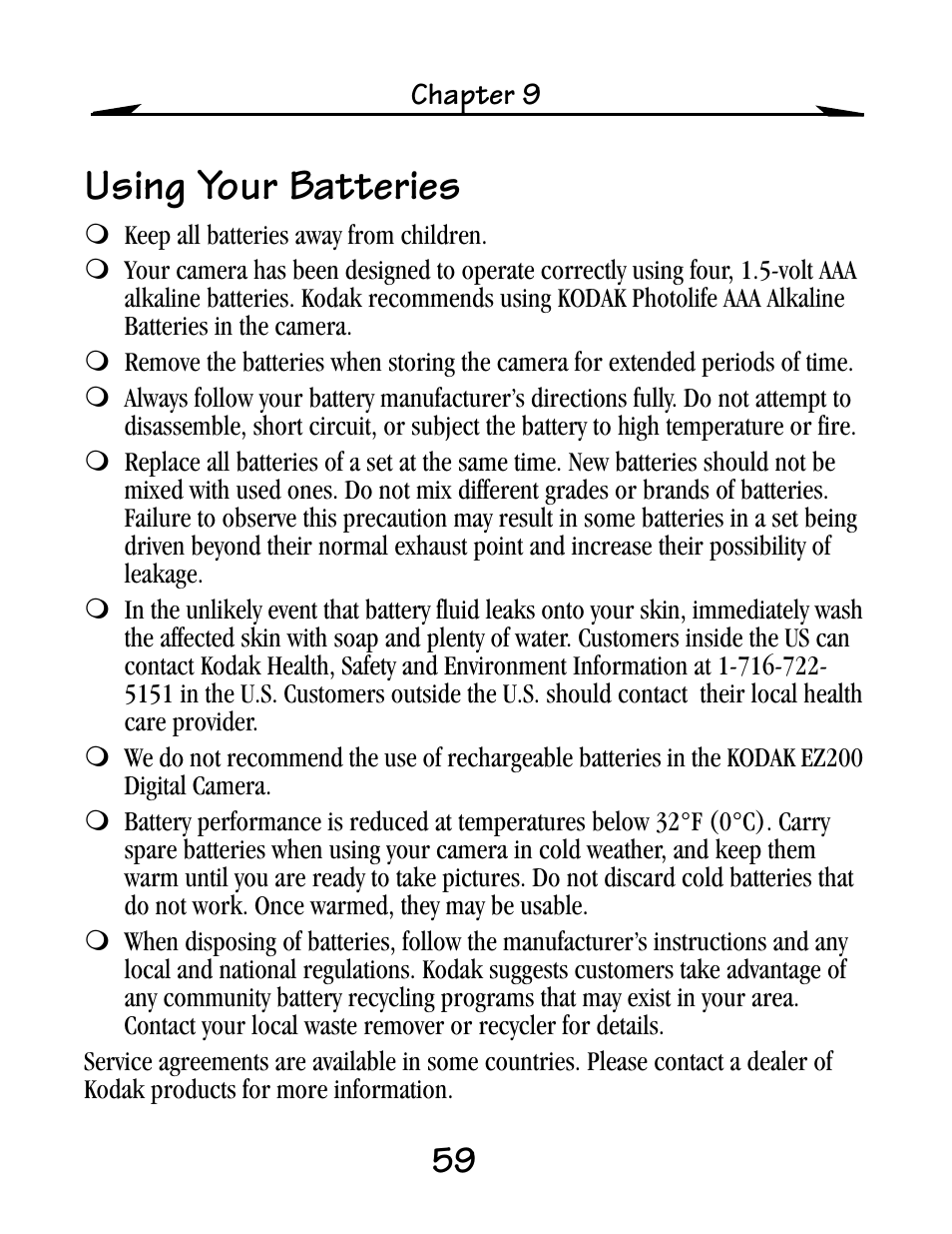 Using your batteries | Kodak EZ200 User Manual | Page 75 / 81