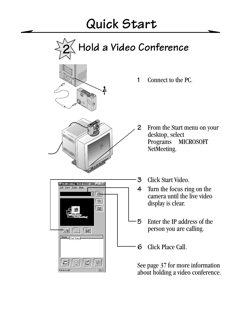 Hold a video conference, Quick start | Kodak EZ200 User Manual | Page 9 / 81
