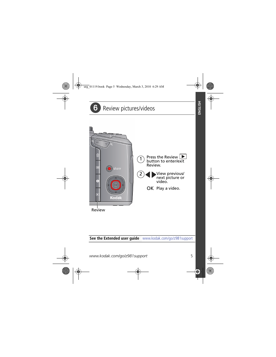 Review pictures/videos | Kodak Z981 User Manual | Page 5 / 29