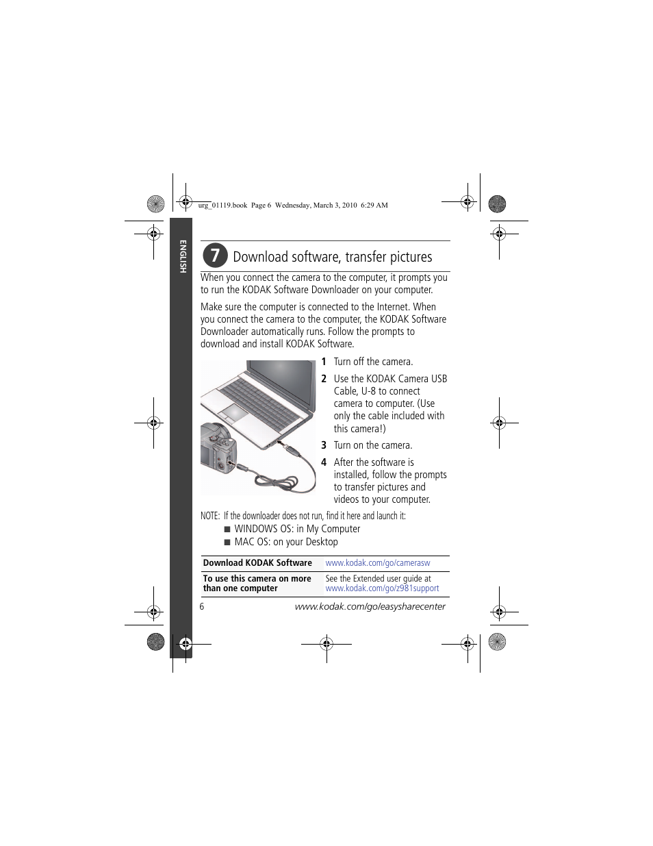 Download software, transfer pictures | Kodak Z981 User Manual | Page 6 / 29