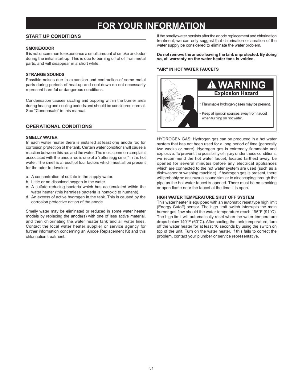 For your information | A.O. Smith BTX-80 SERIES 100 User Manual | Page 31 / 40