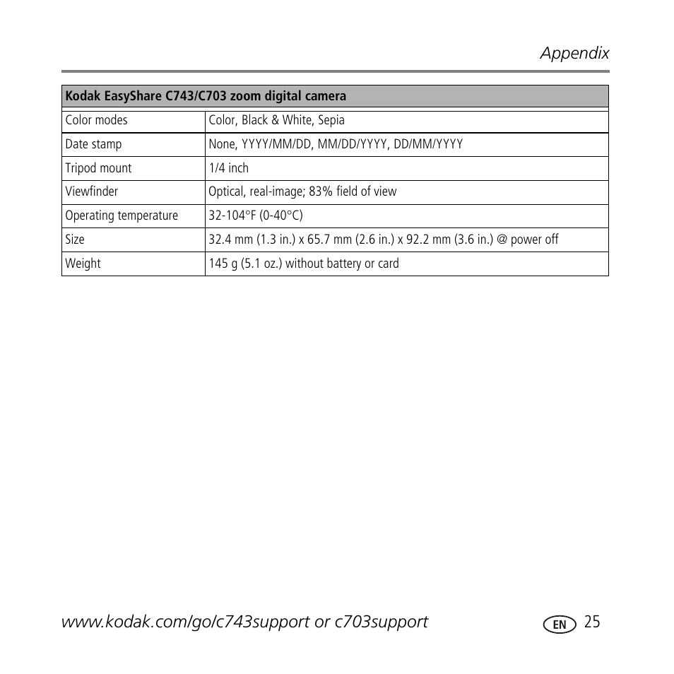 Kodak C703 User Manual | Page 25 / 30