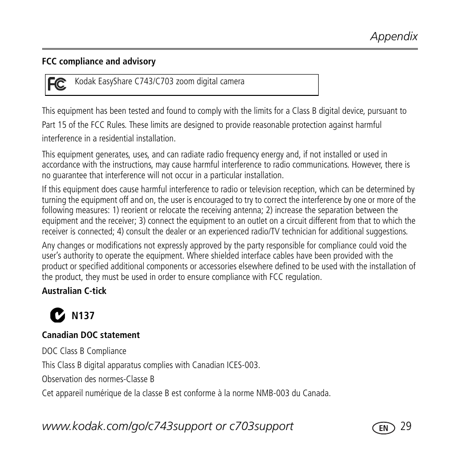 Kodak C703 User Manual | Page 29 / 30