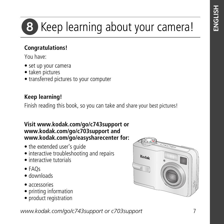 Keep learning about your camera | Kodak C703 User Manual | Page 7 / 30