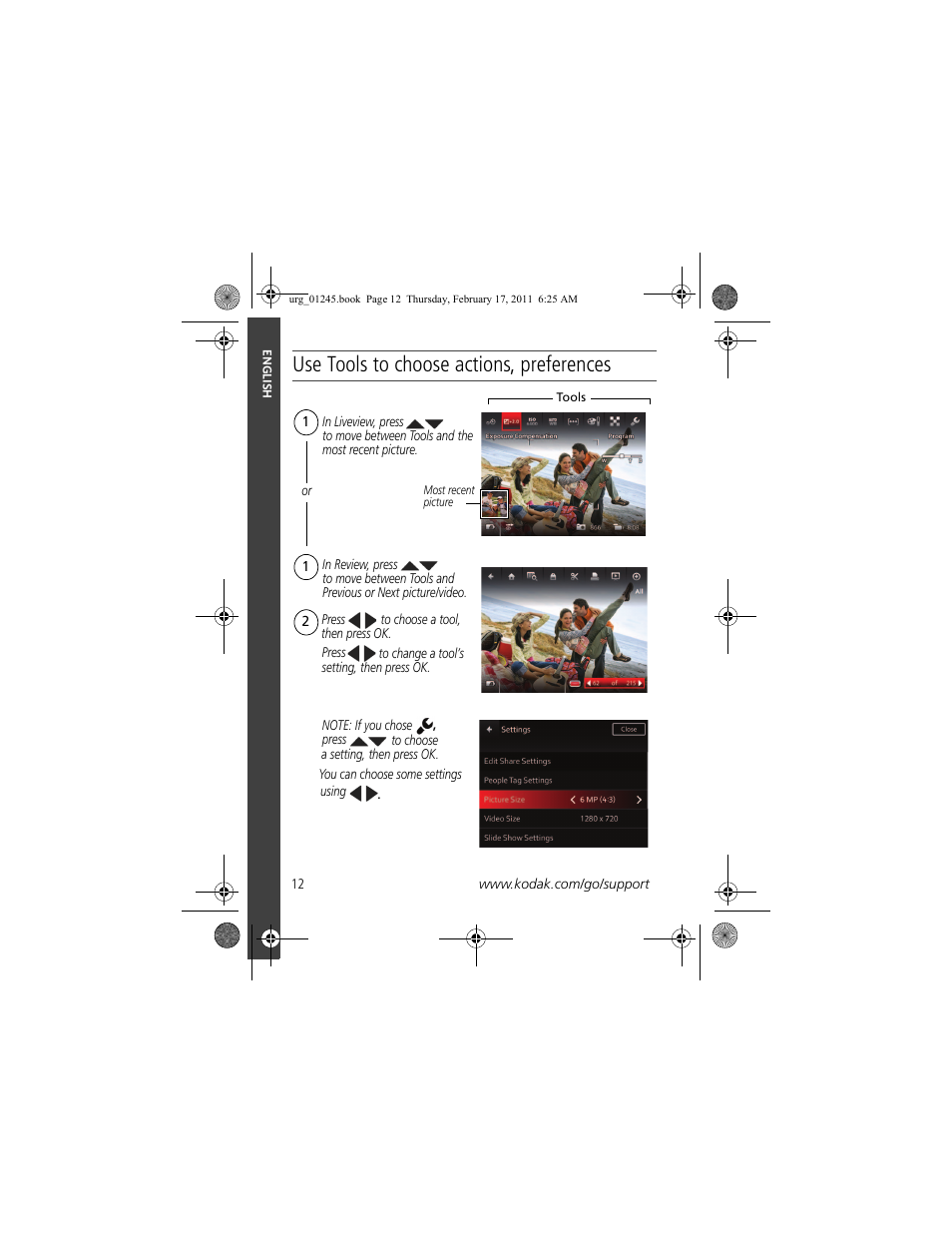 Use tools to choose actions, preferences | Kodak M583 User Manual | Page 12 / 27