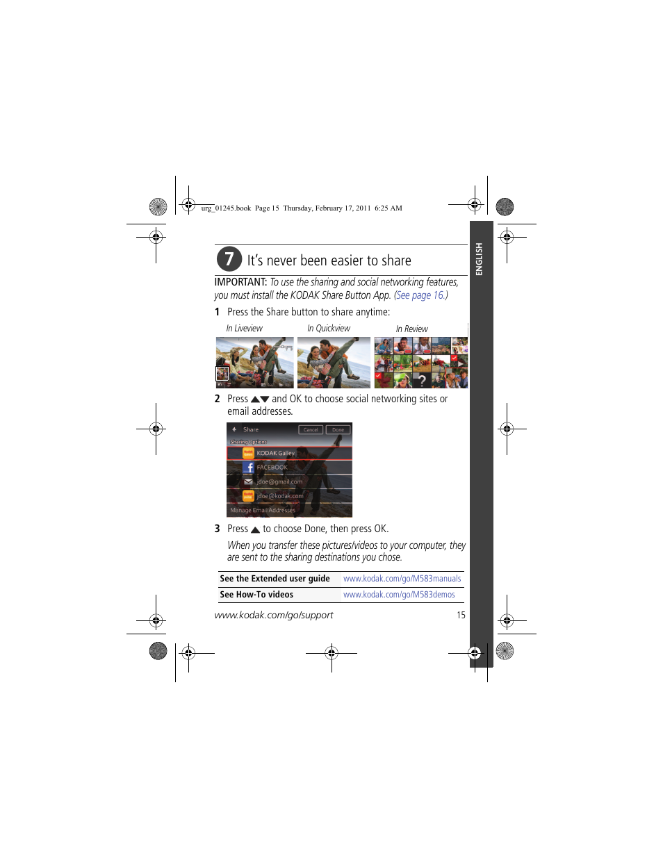 It’s never been easier to share | Kodak M583 User Manual | Page 15 / 27