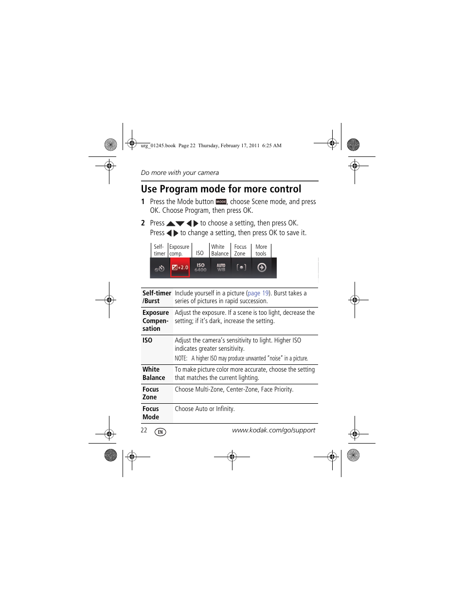 Use program mode for more control | Kodak M583 User Manual | Page 22 / 27