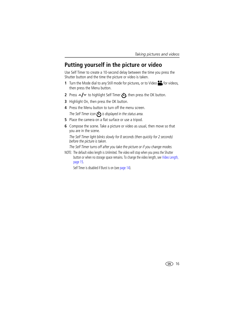 Putting yourself in the picture or video | Kodak CX7220 User Manual | Page 23 / 60