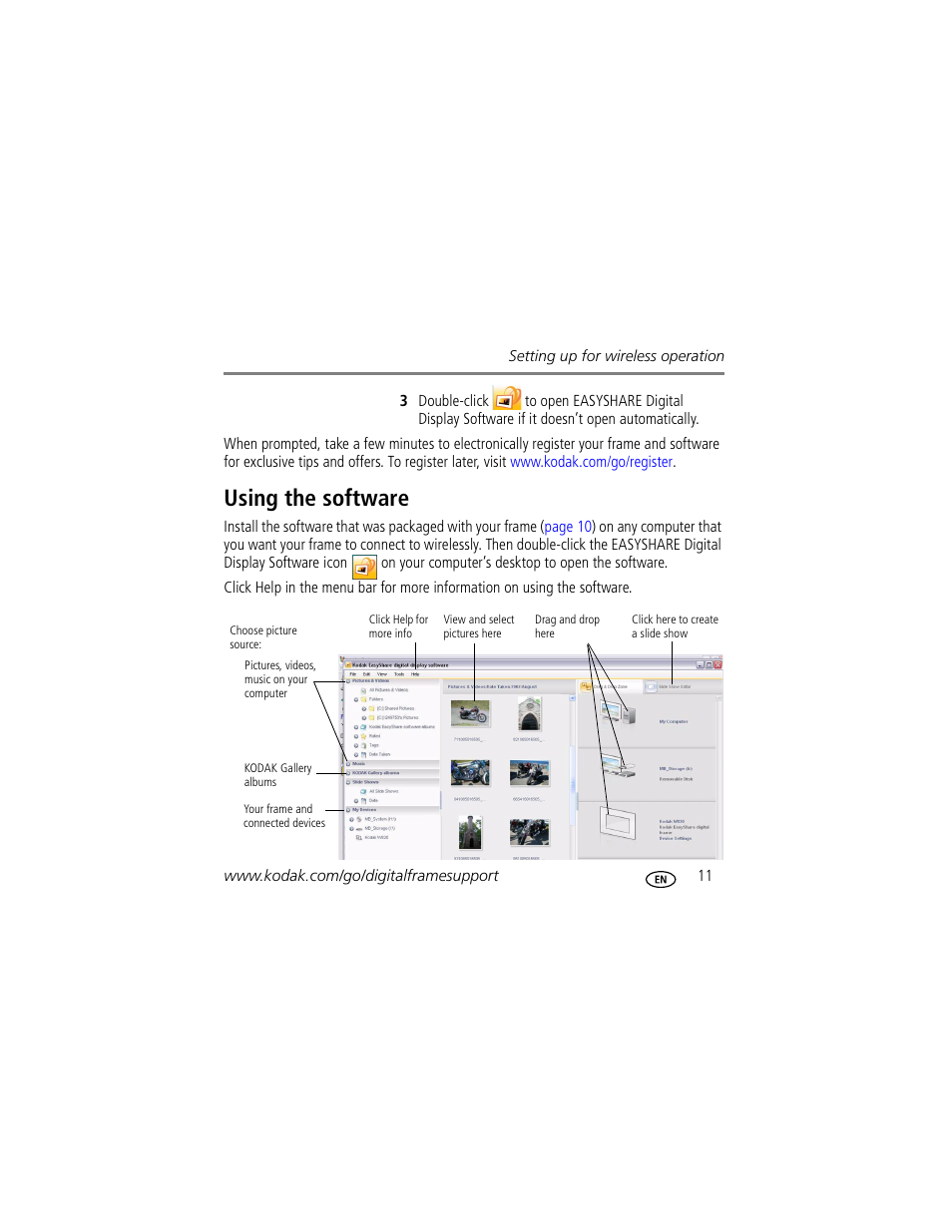 Using the software | Kodak W820 User Manual | Page 11 / 30