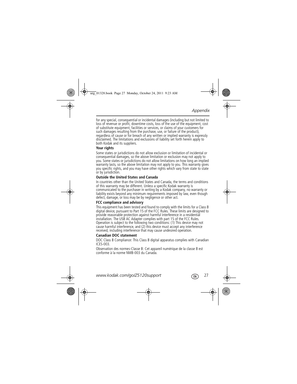 Kodak Z5120 User Manual | Page 27 / 29