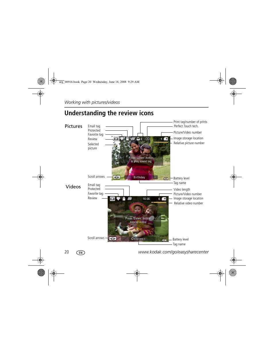 Understanding the review icons | Kodak M1093 IS User Manual | Page 20 / 28