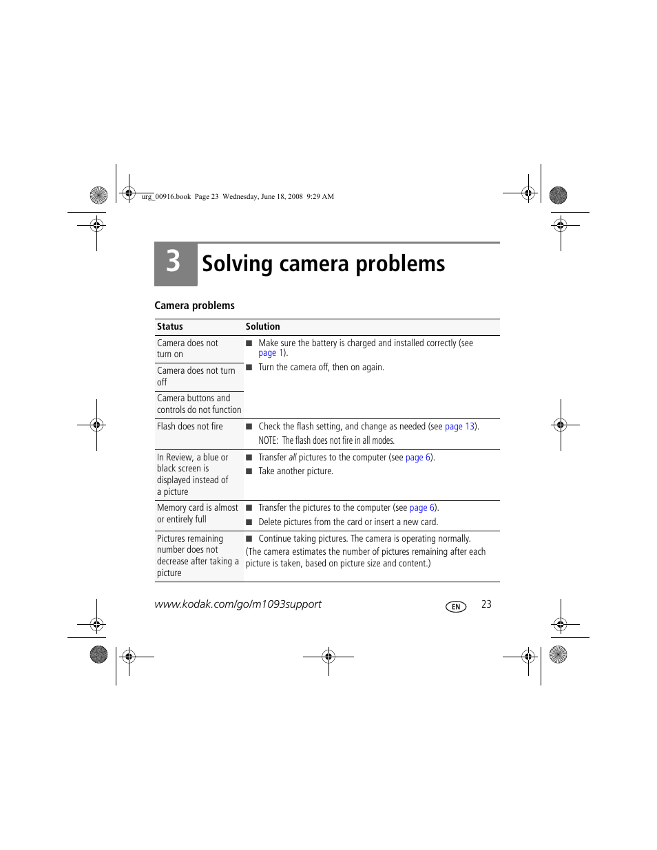 Solving camera problems | Kodak M1093 IS User Manual | Page 23 / 28