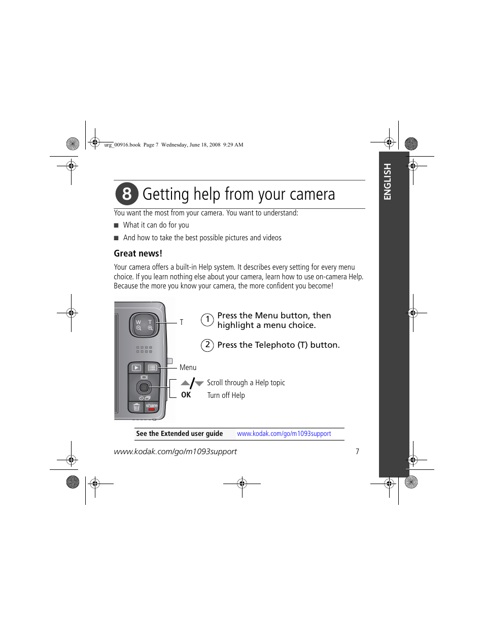Getting help from your camera | Kodak M1093 IS User Manual | Page 7 / 28