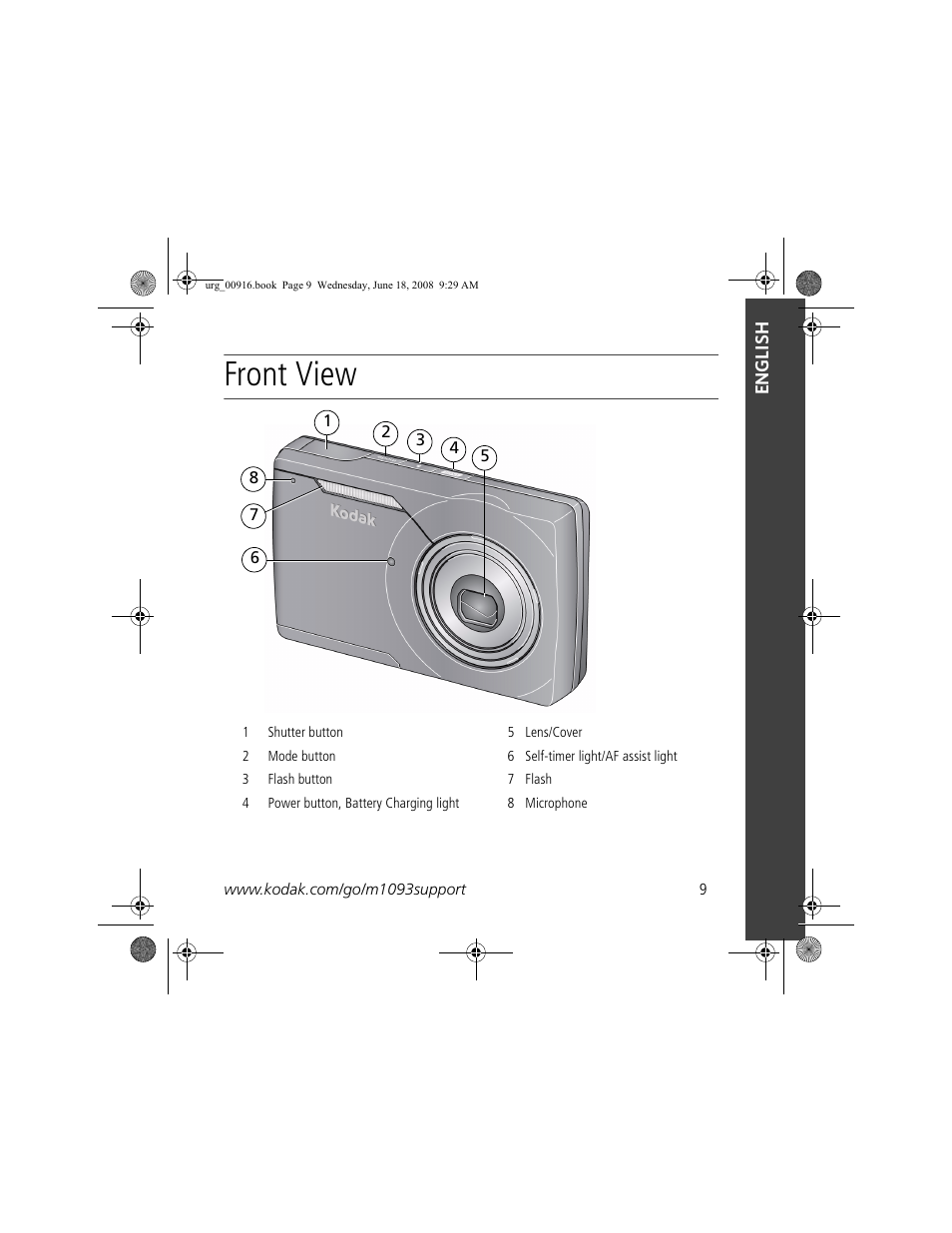 Front view | Kodak M1093 IS User Manual | Page 9 / 28
