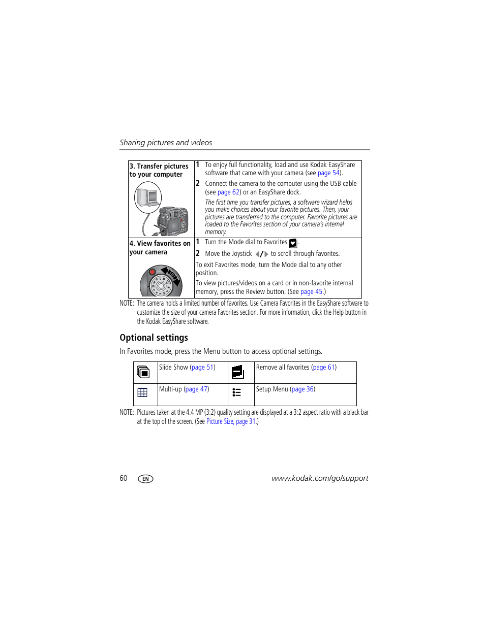 Optional settings | Kodak Z7590 User Manual | Page 70 / 104