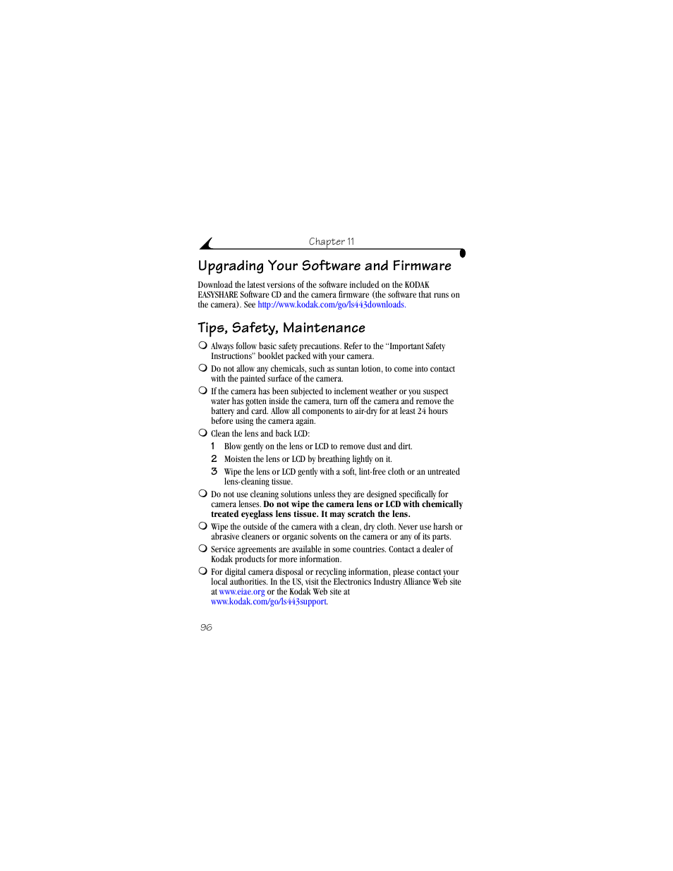 Upgrading your software and firmware, Tips, safety, maintenance | Kodak LS443 User Manual | Page 108 / 122