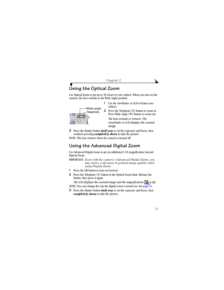Using the optical zoom, Using the advanced digital zoom | Kodak LS443 User Manual | Page 33 / 122