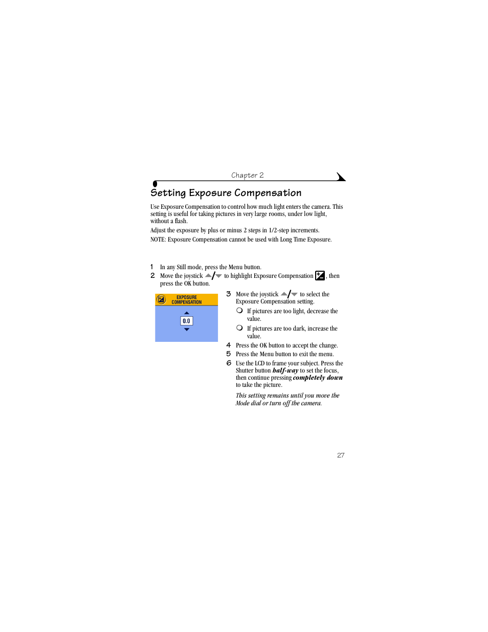 Setting exposure compensation | Kodak LS443 User Manual | Page 39 / 122