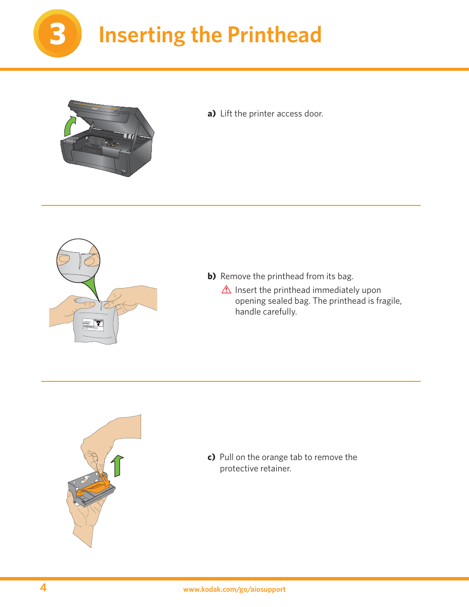 Inserting the printhead | Kodak ESP 5 User Manual | Page 4 / 16