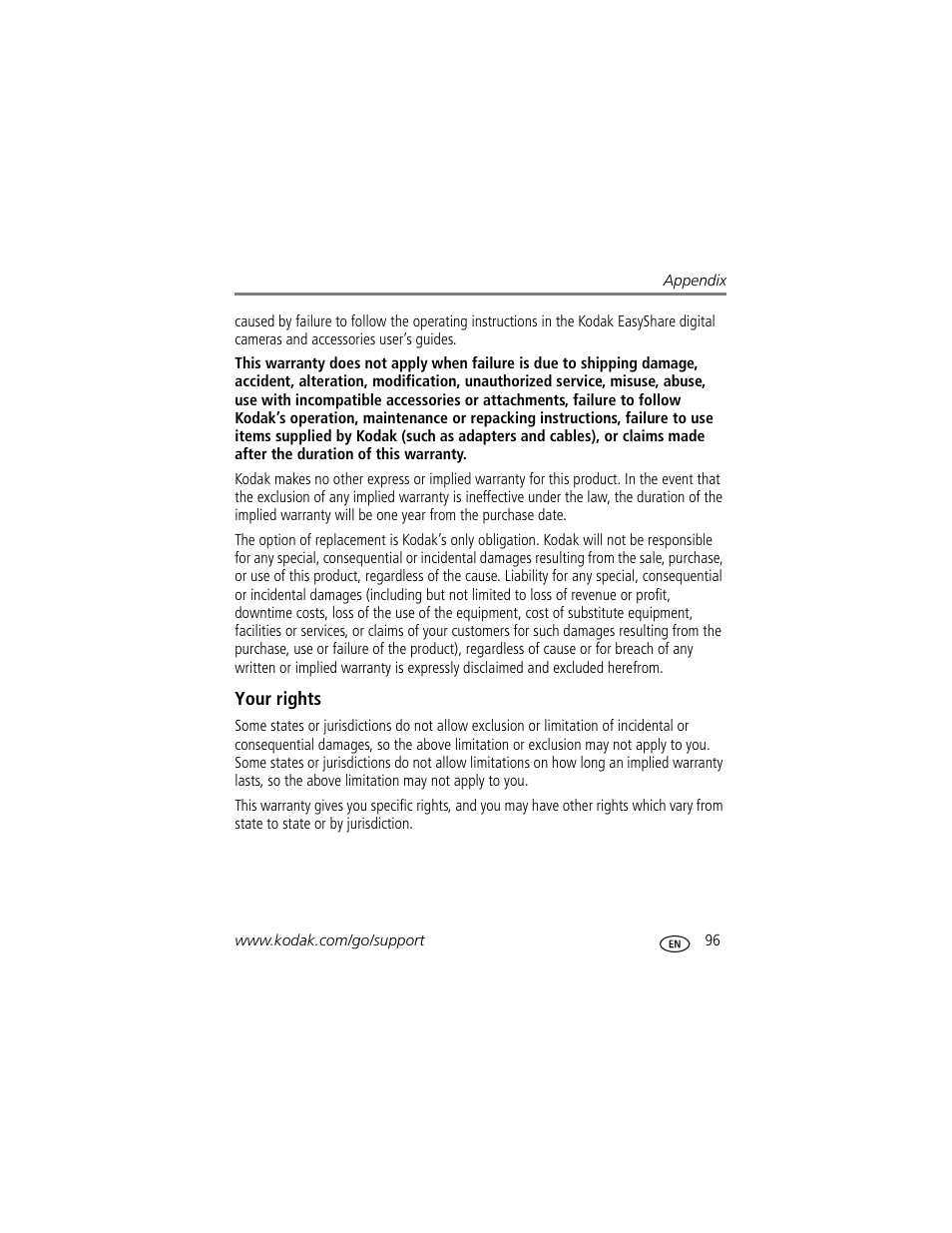 Your rights | Kodak 4 MP User Manual | Page 103 / 118