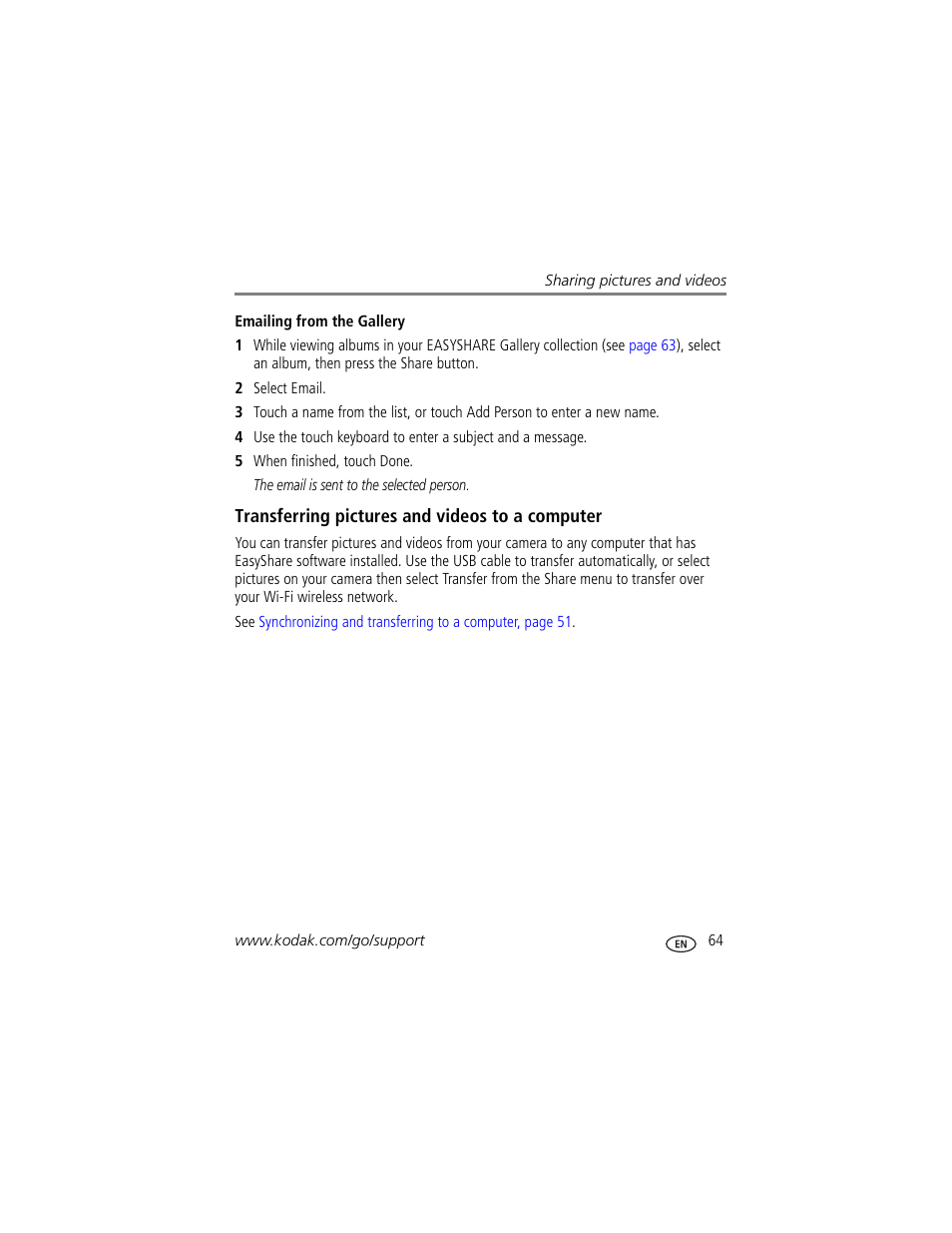 Transferring pictures and videos to a computer | Kodak 4 MP User Manual | Page 71 / 118