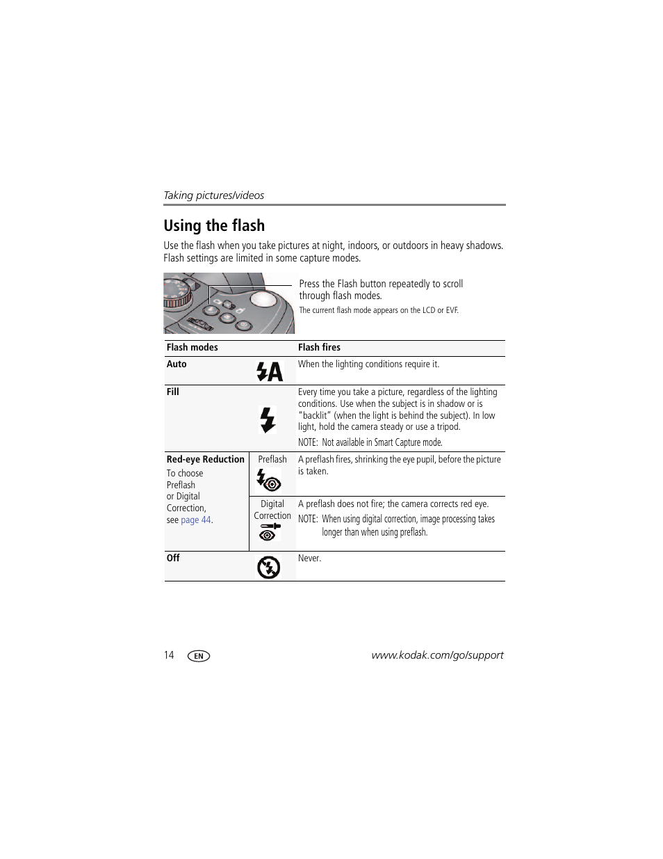 Using the flash | Kodak Z981 User Manual | Page 20 / 79