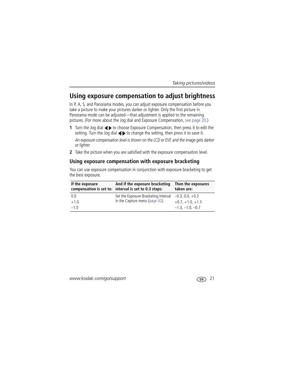 Using exposure compensation to adjust brightness | Kodak Z981 User Manual | Page 27 / 79