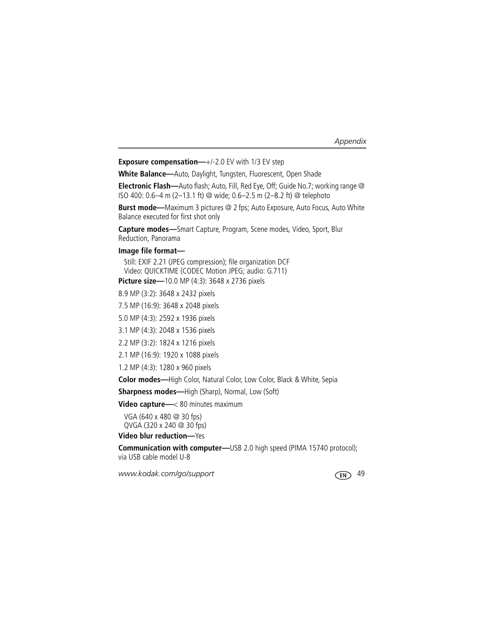 Kodak M380 User Manual | Page 55 / 69