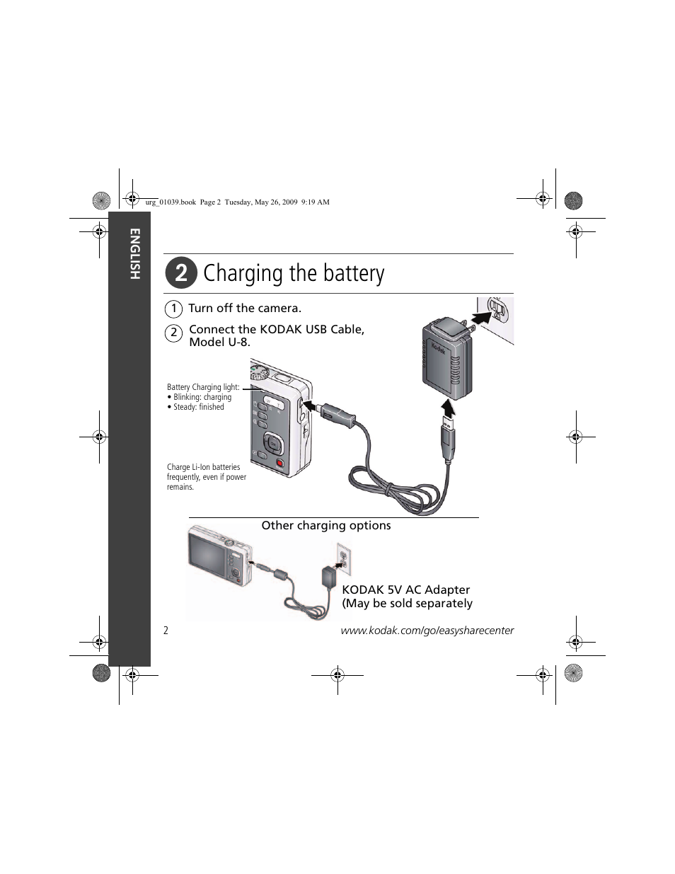 Charging the battery | Kodak M381 User Manual | Page 2 / 23