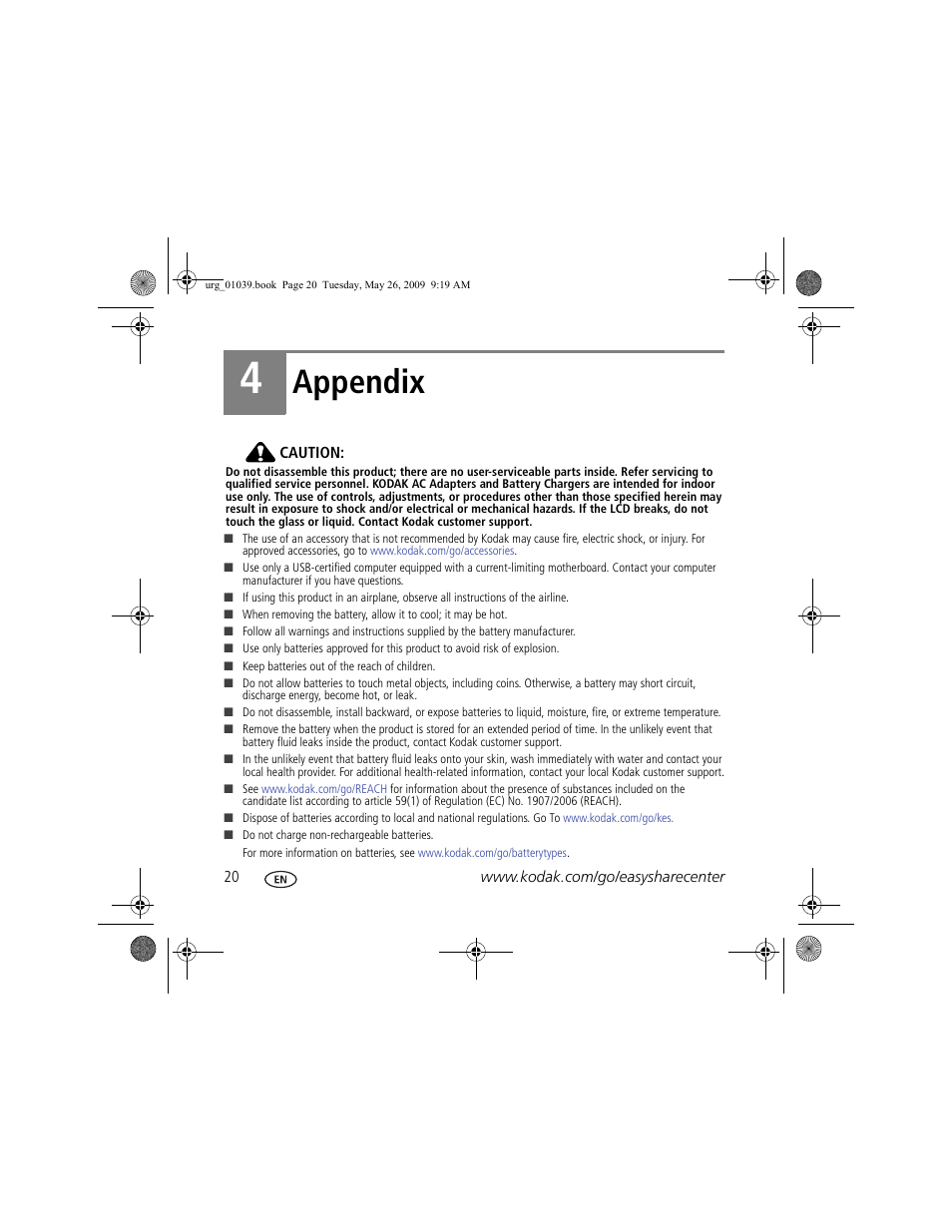 Appendix | Kodak M381 User Manual | Page 20 / 23