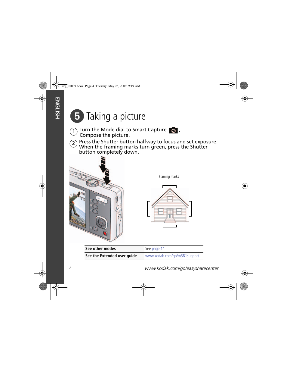 Taking a picture | Kodak M381 User Manual | Page 4 / 23