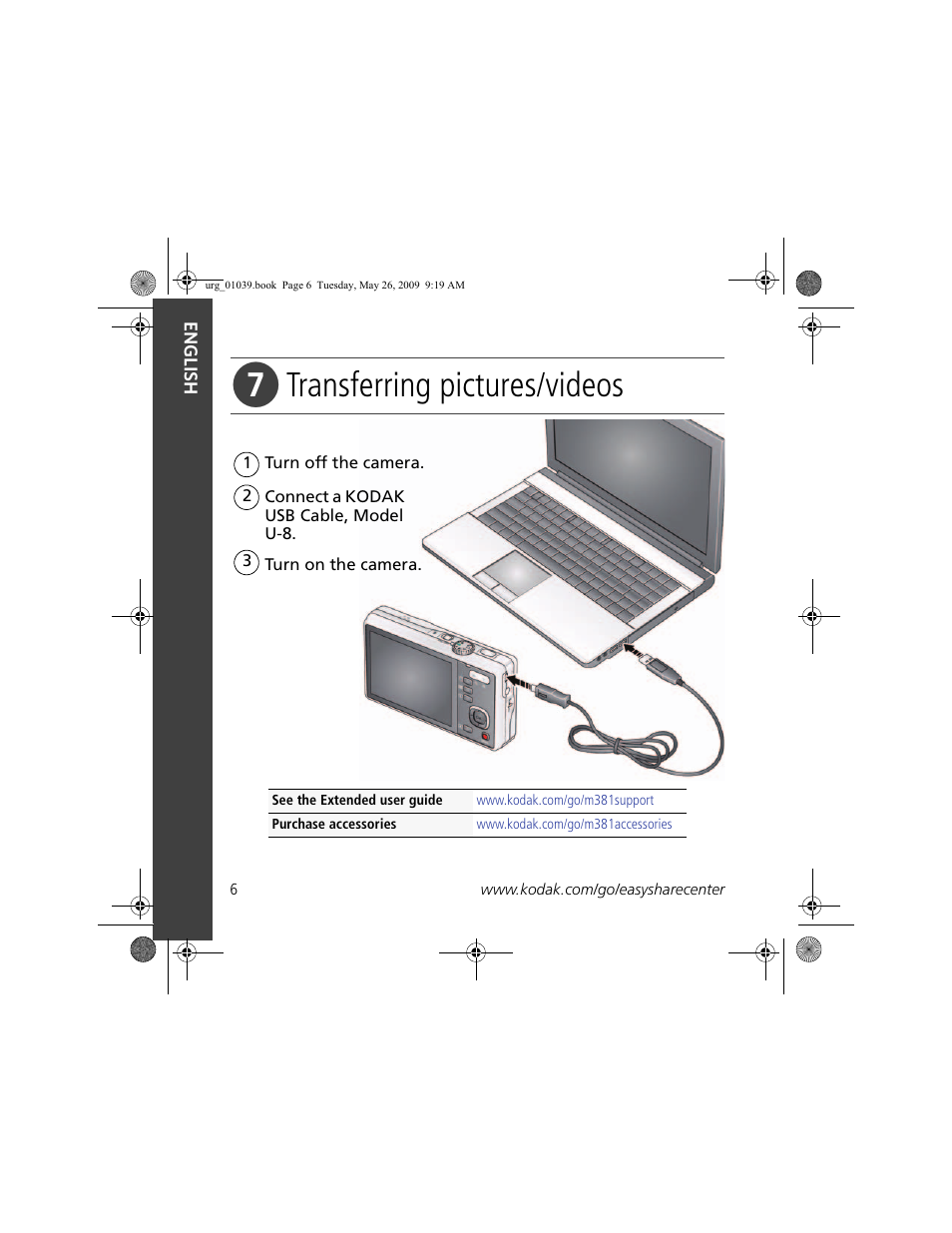 Transferring pictures/videos | Kodak M381 User Manual | Page 6 / 23