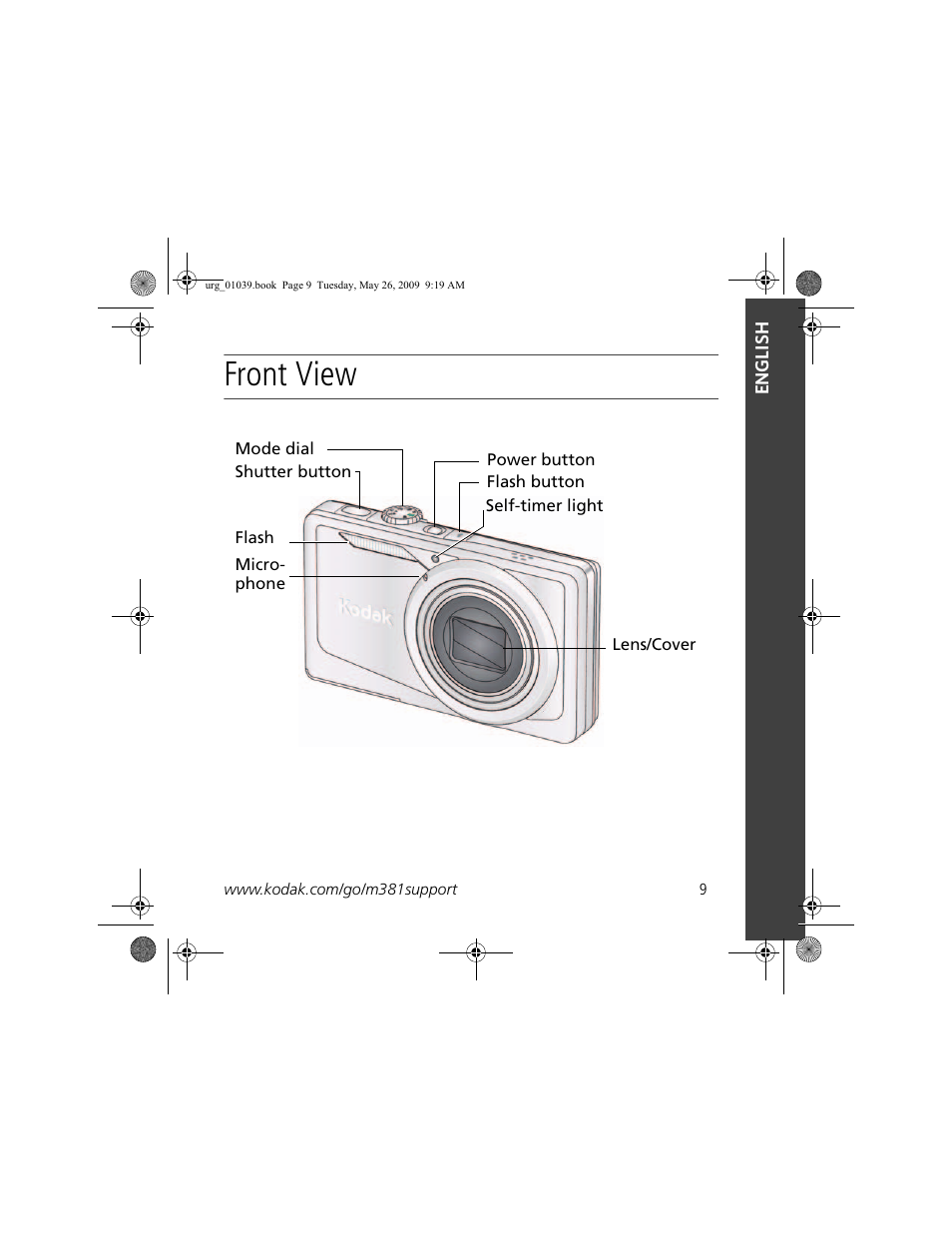 Front view | Kodak M381 User Manual | Page 9 / 23