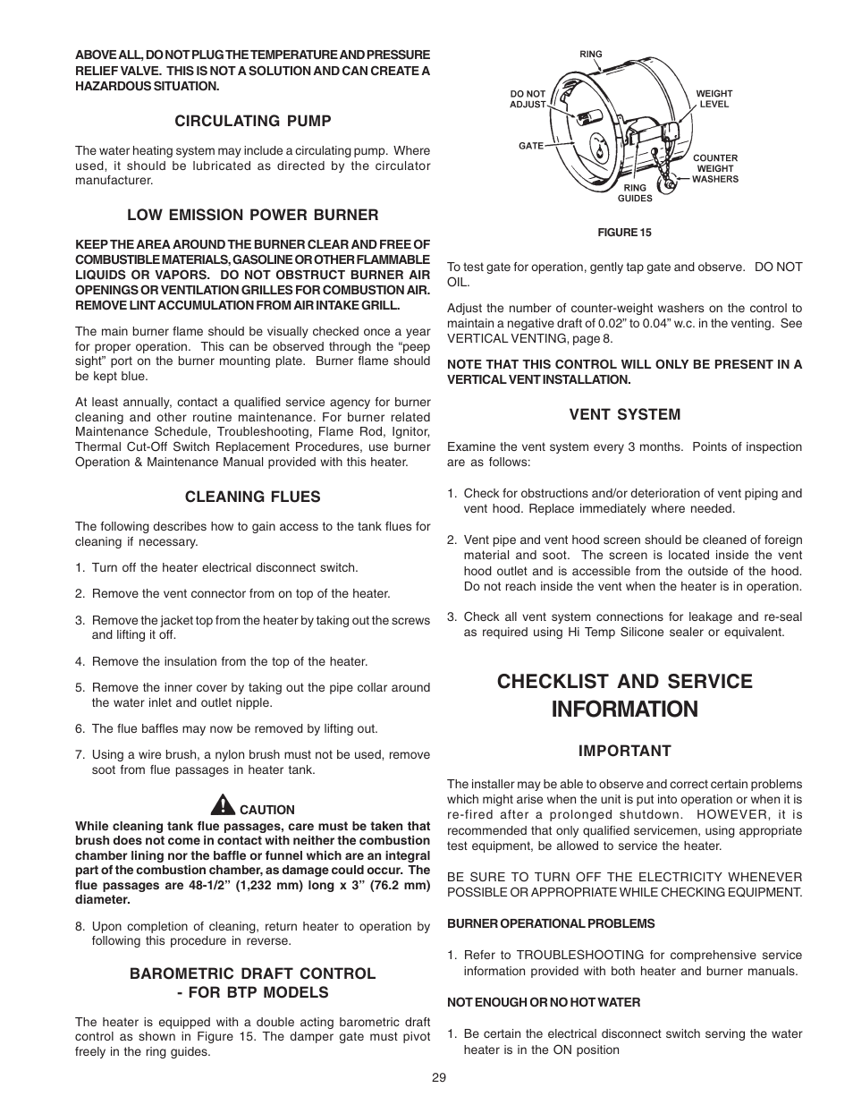 Information, Checklist and service | A.O. Smith 650A User Manual | Page 29 / 36