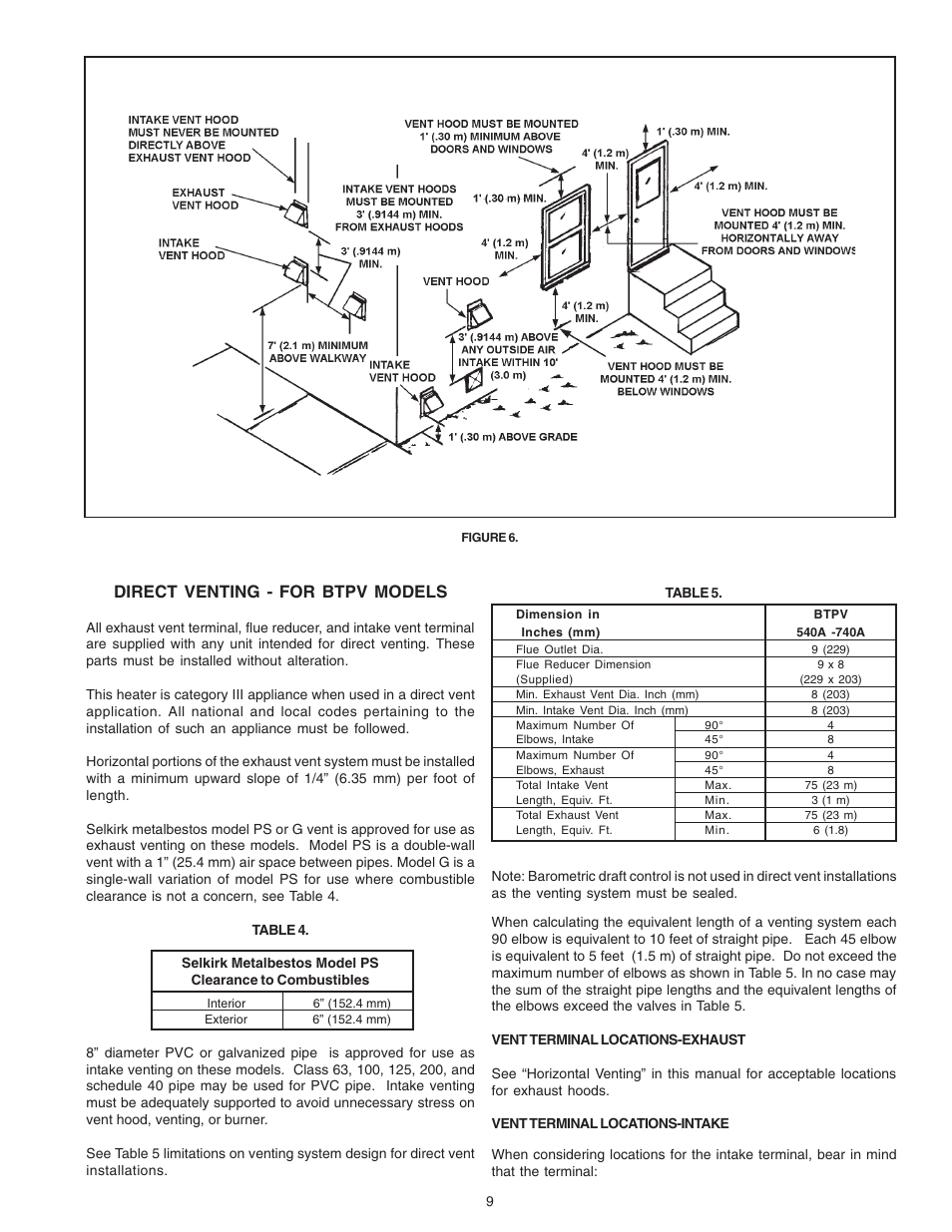 Direct venting - for btpv models | A.O. Smith 650A User Manual | Page 9 / 36