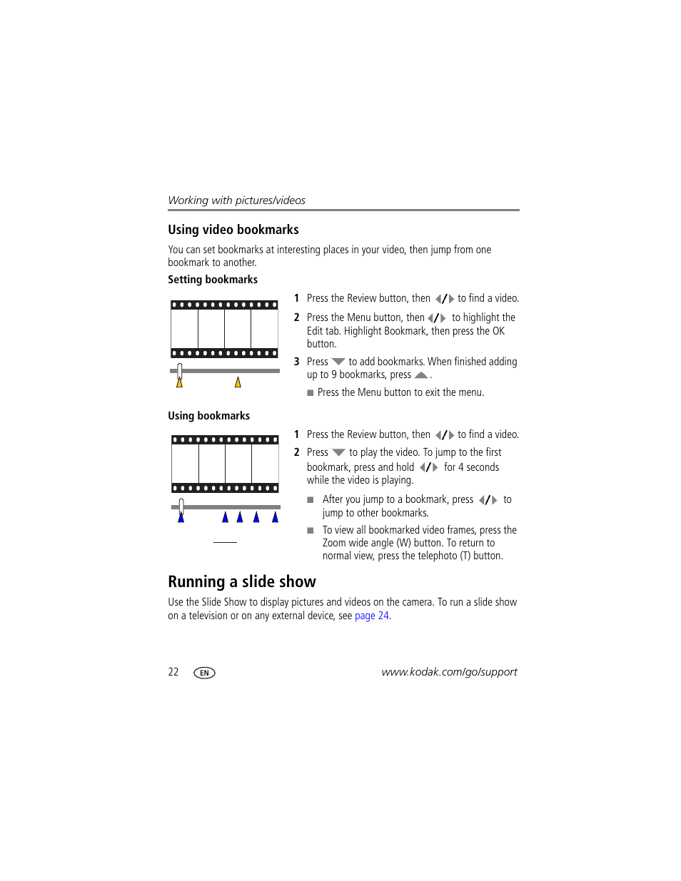 Running a slide show | Kodak ZD710 User Manual | Page 28 / 79