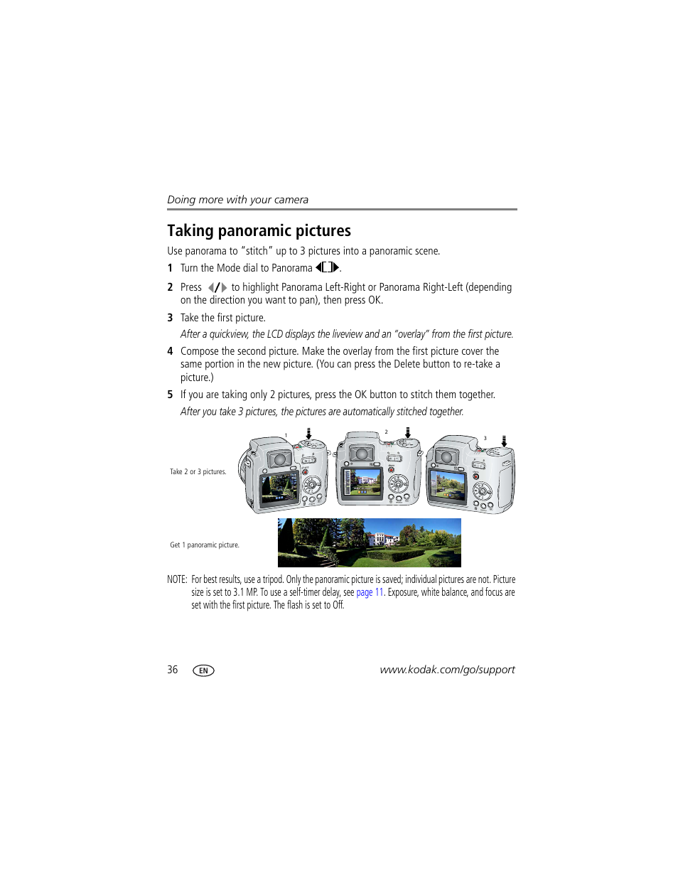 Taking panoramic pictures | Kodak ZD710 User Manual | Page 42 / 79