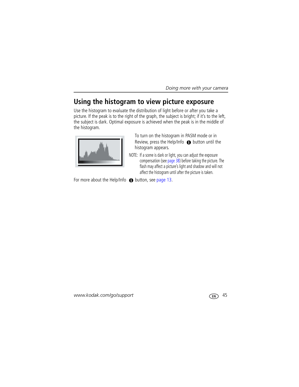 Using the histogram to view picture exposure | Kodak ZD710 User Manual | Page 51 / 79