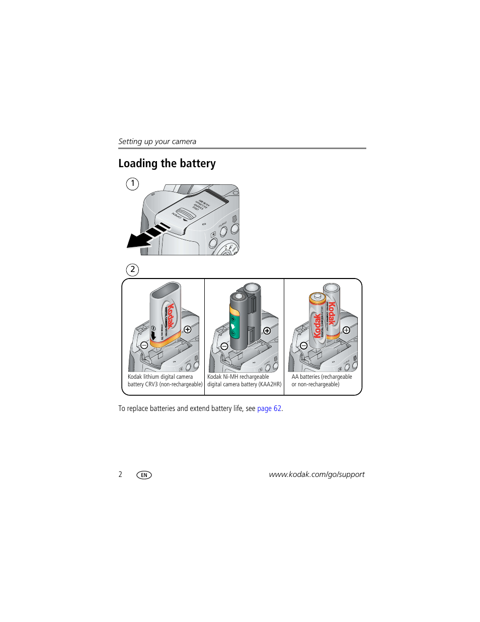 Loading the battery | Kodak ZD710 User Manual | Page 8 / 79