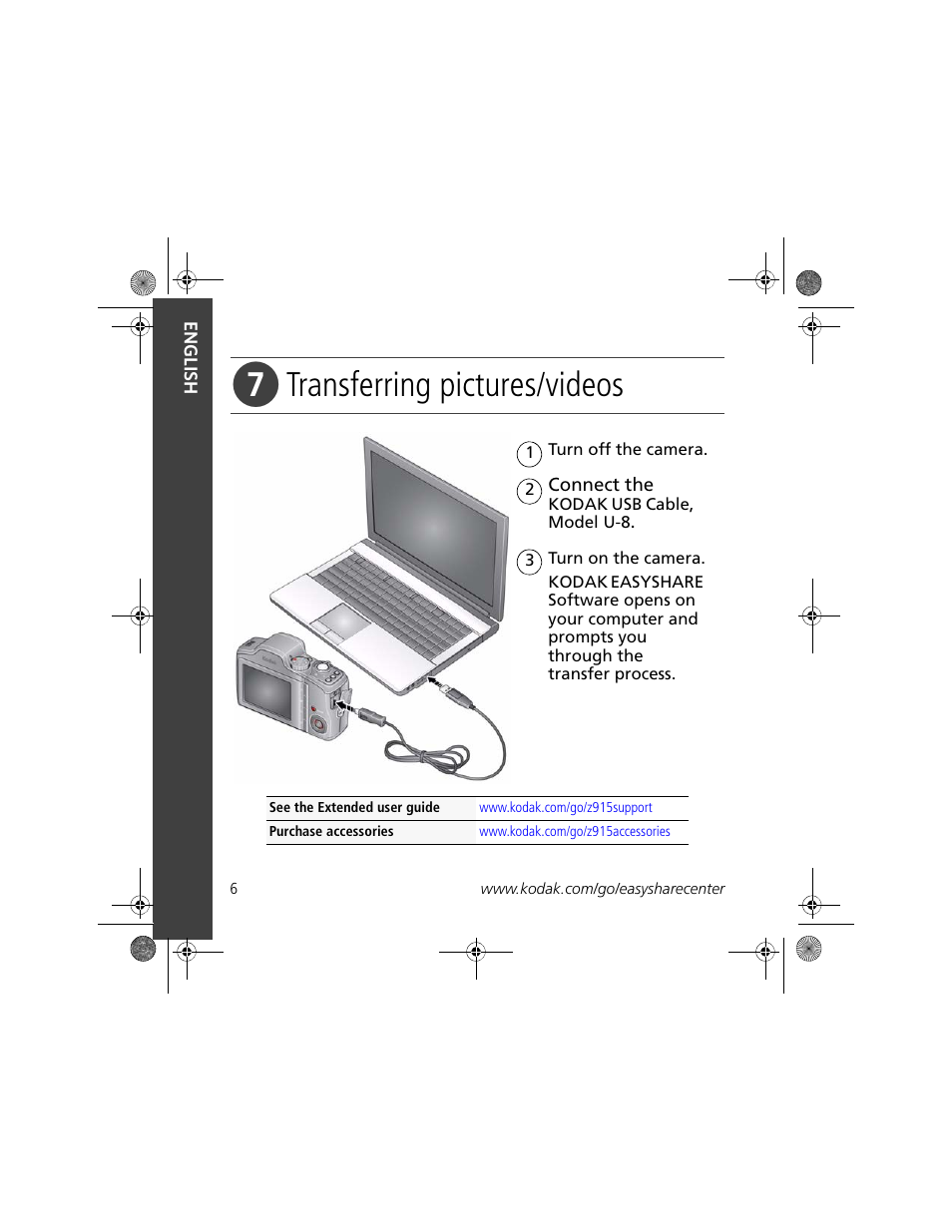 Transferring pictures/videos | Kodak Z915 User Manual | Page 6 / 28