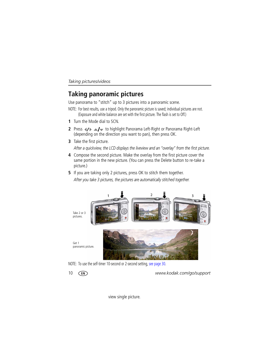 Taking panoramic pictures | Kodak M320 User Manual | Page 16 / 67