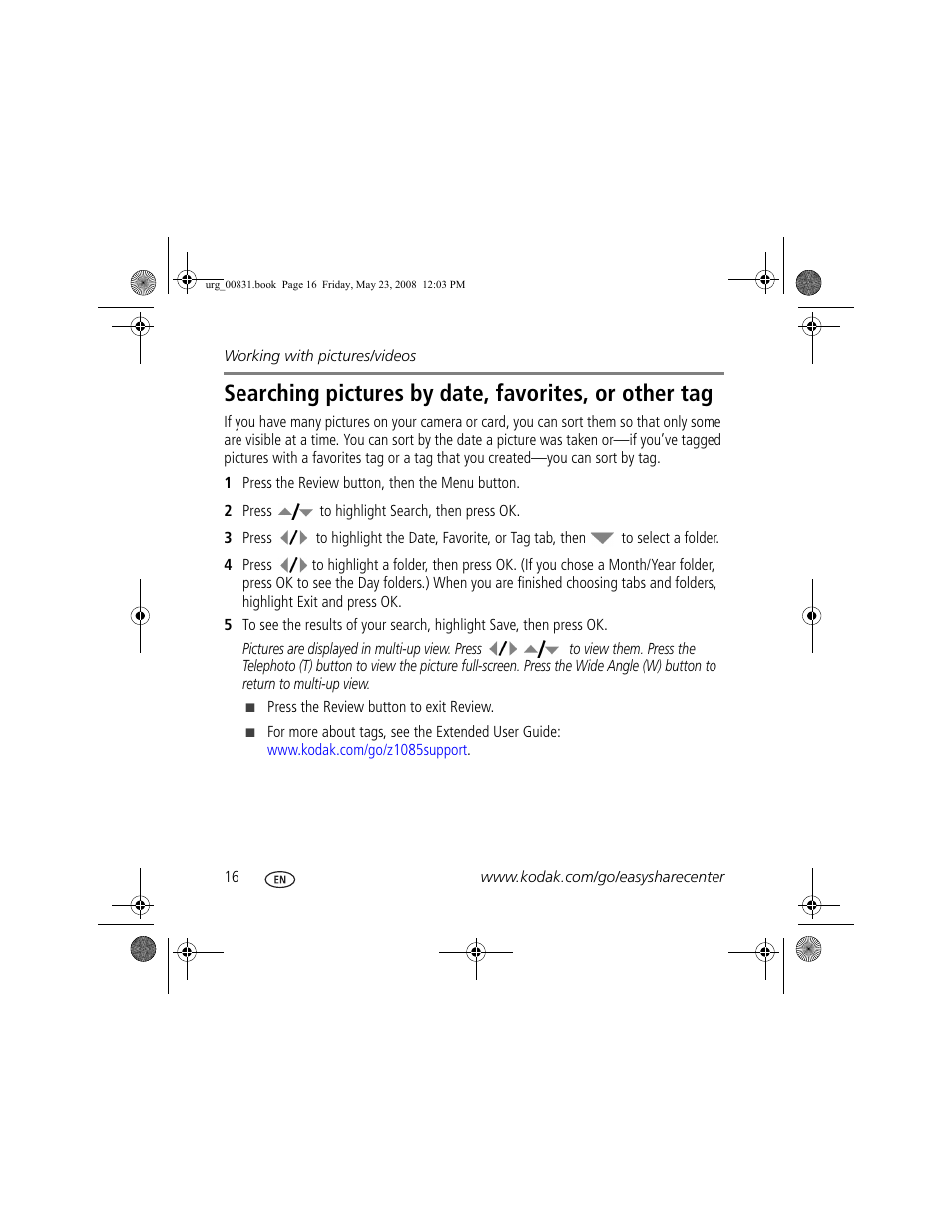 Kodak Z1085 IS User Manual | Page 16 / 28
