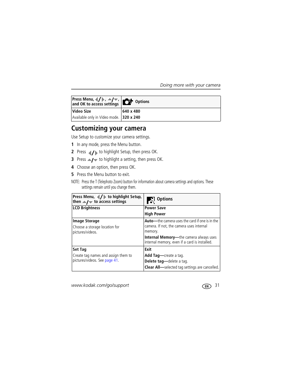 Customizing your camera | Kodak M1073 IS User Manual | Page 37 / 74