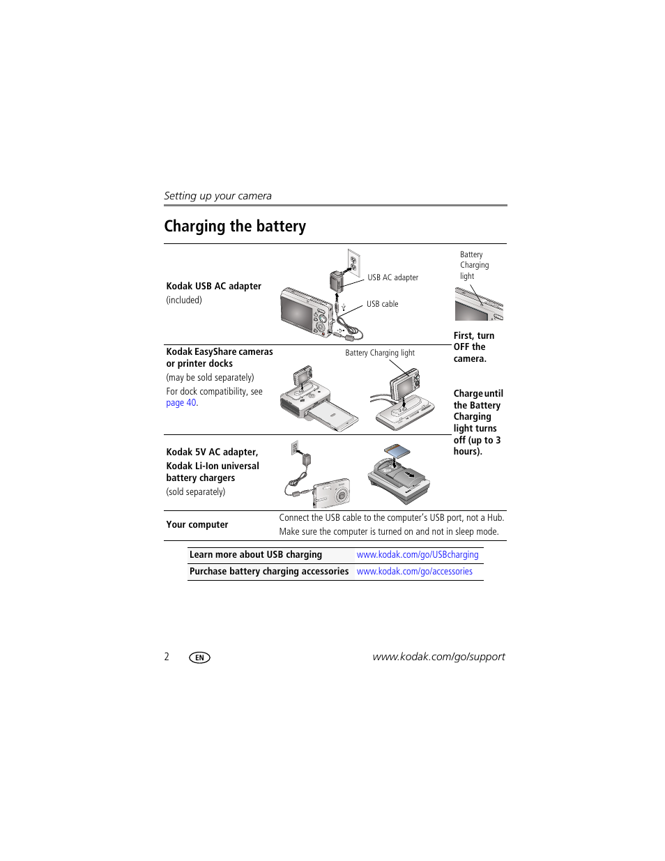 Charging the battery | Kodak M1073 IS User Manual | Page 8 / 74