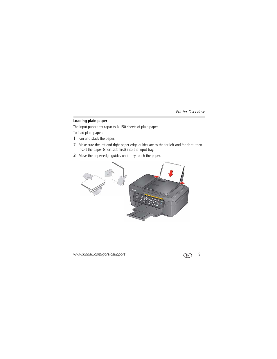 Loading plain paper | Kodak ESP Office 2170 User Manual | Page 15 / 36