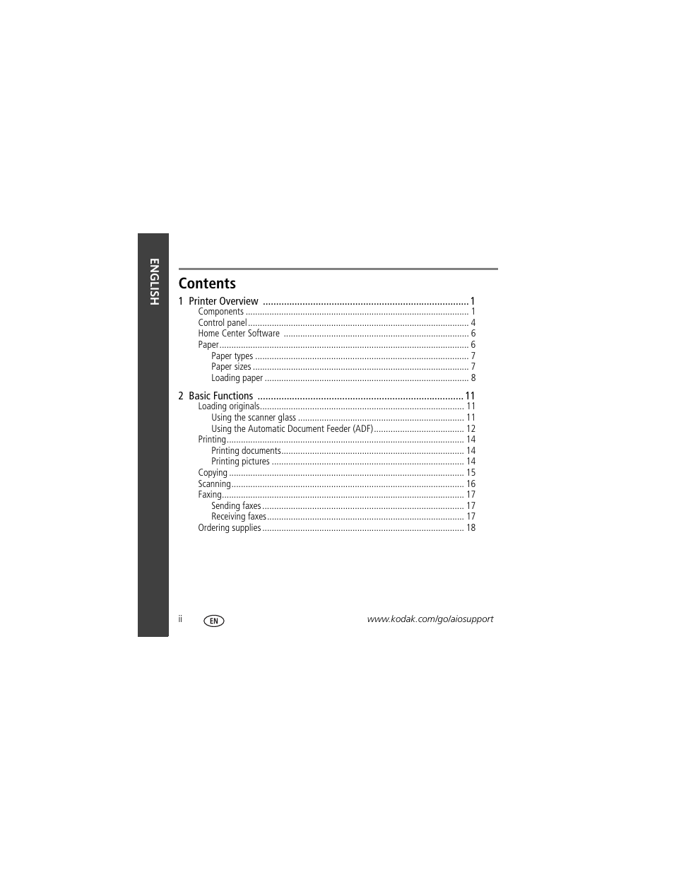 Kodak ESP Office 2170 User Manual | Page 4 / 36