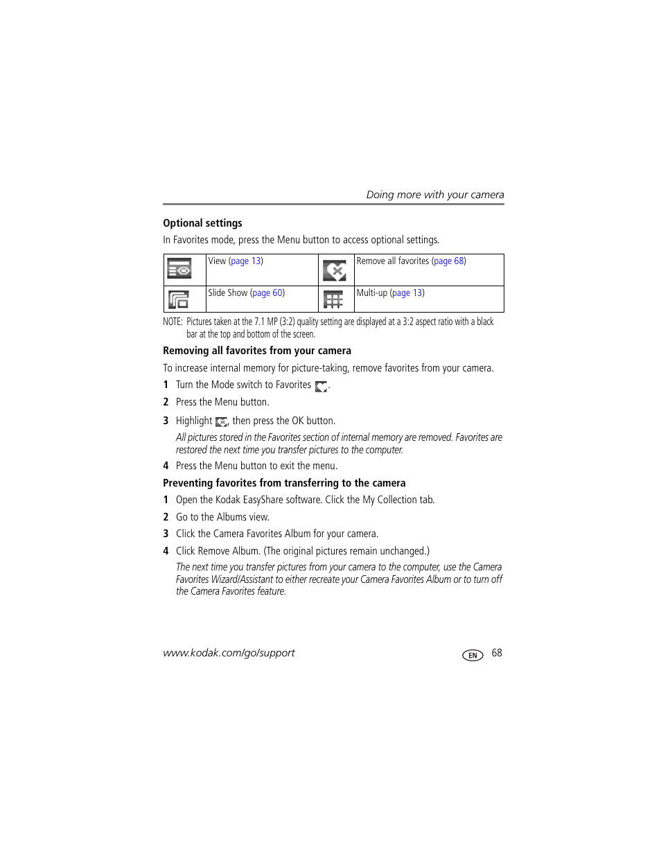 Removing all favorites from your camera | Kodak P880 User Manual | Page 75 / 108