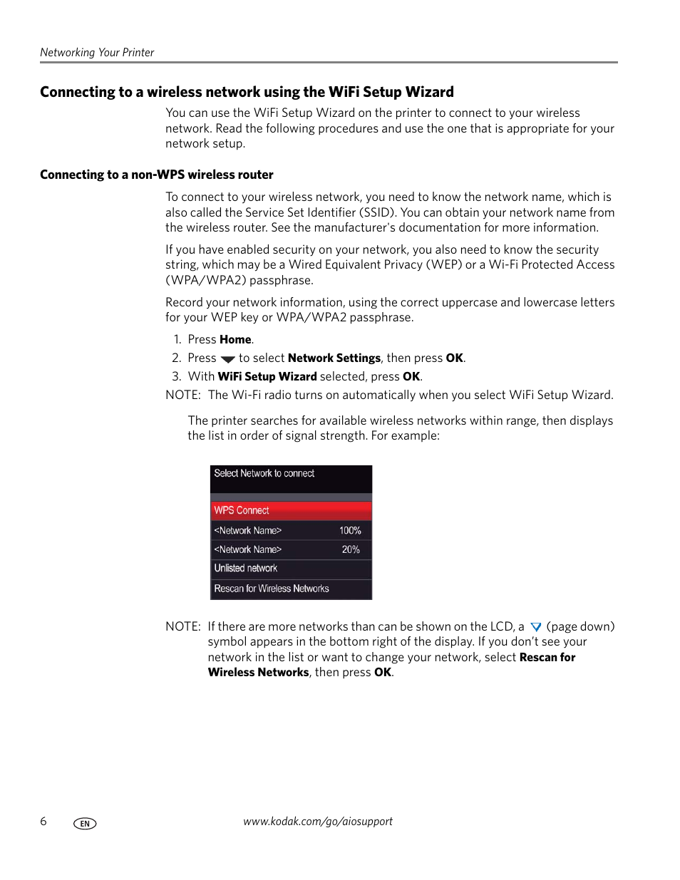 Connecting to a non-wps wireless router | Kodak ESP 7250 User Manual | Page 12 / 95